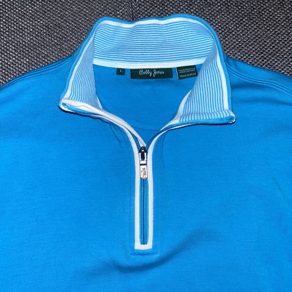 Bobby Jones Blue Quarter-Zip Pullover Sweater Large